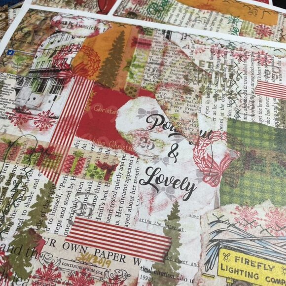 Christmas Junk Journal Ephemera Collage Prints 10 Pages Grunge Look mq - Picture 7 of 12